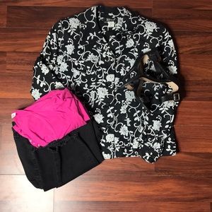 Black &White Floral Blazer, NWOT, 16